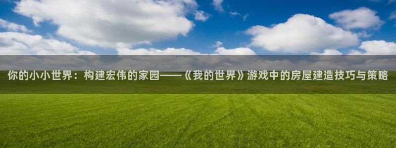 威九国际网站：你的小小世界：构建宏伟的家园——《我的世界》游戏中的房屋建造技巧与策略