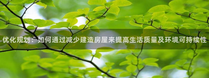 威九国际v96bet下载：优化规划：如何通过减少建造房屋来提高生活质量及环境可持续性